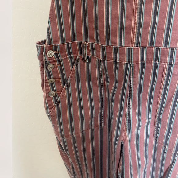 ⭐️ AE High-Waisted Tomgirl Denim Overall Striped Hipster Hippie Artsy Jumpsuit - Picture 4 of 7